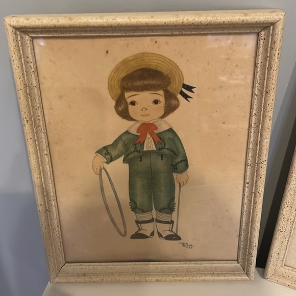 Very old Dutch boy & girl framed prints set of 2 -8x10/1930’s art - Picture 4 of 4